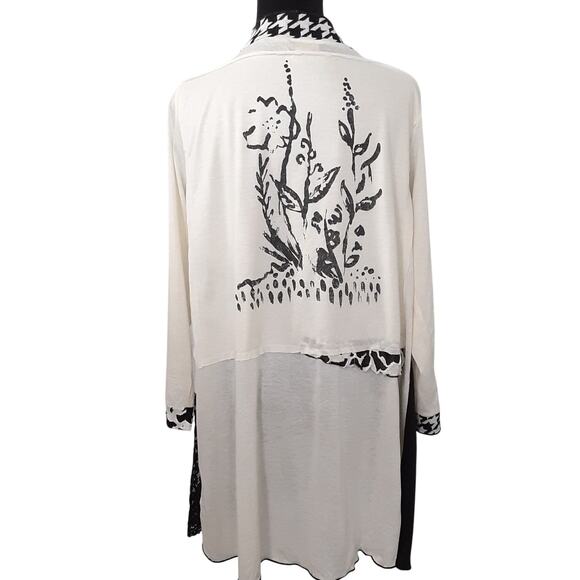 Vintage Lee Anderson Contrast Duster Cardigan Bell Sleeve Wrap Kimono Caftan S - Picture 2 of 15